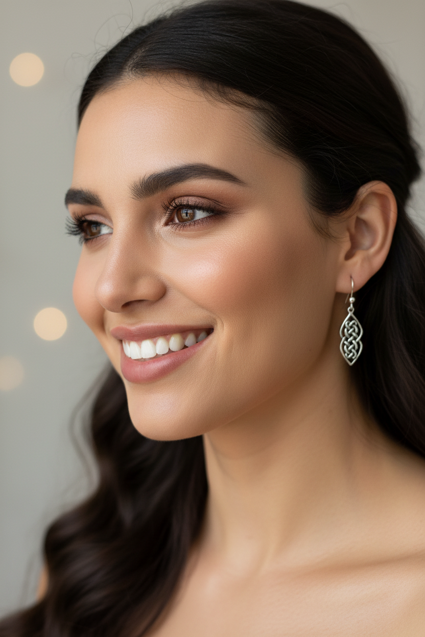 Monica Celtic Knot Earrings in Sterling Silver — view 5