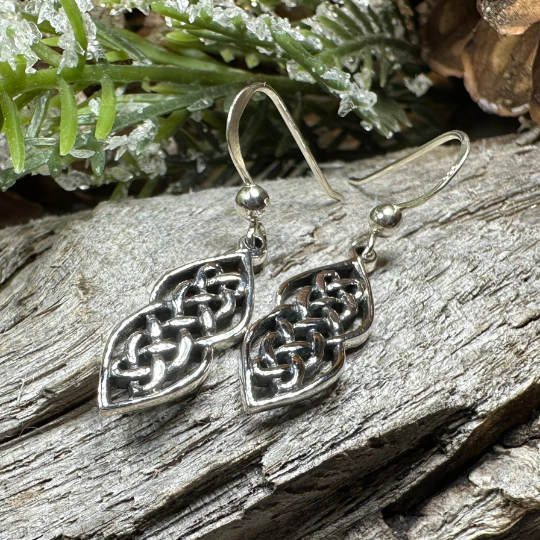 Monica Celtic Knot Earrings in Sterling Silver — view 3