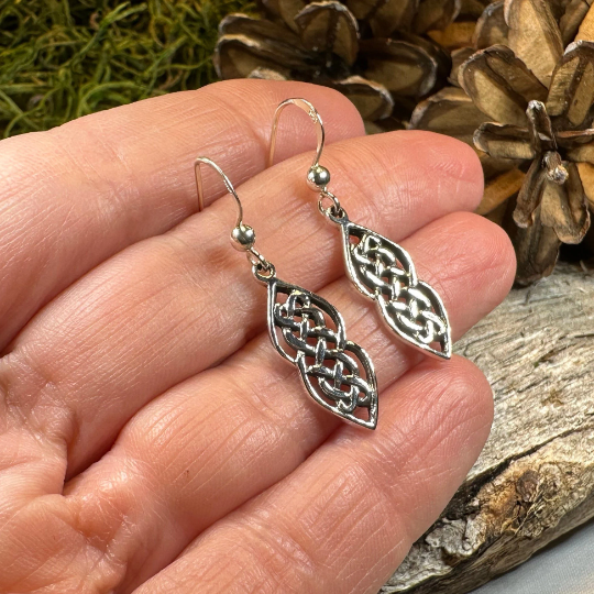 Monica Celtic Knot Earrings in Sterling Silver — view 2