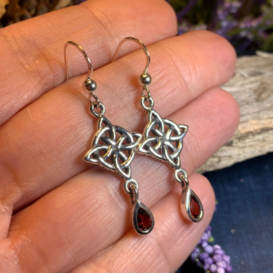 Quaternary Celtic Knot Earrings in Sterling Silver