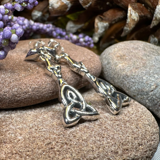 Mother's Knotwork Celtic Earrings in Sterling Silver — view 6
