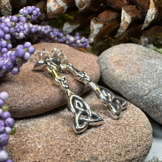 Mother's Knotwork Celtic Earrings in Sterling Silver — view 5