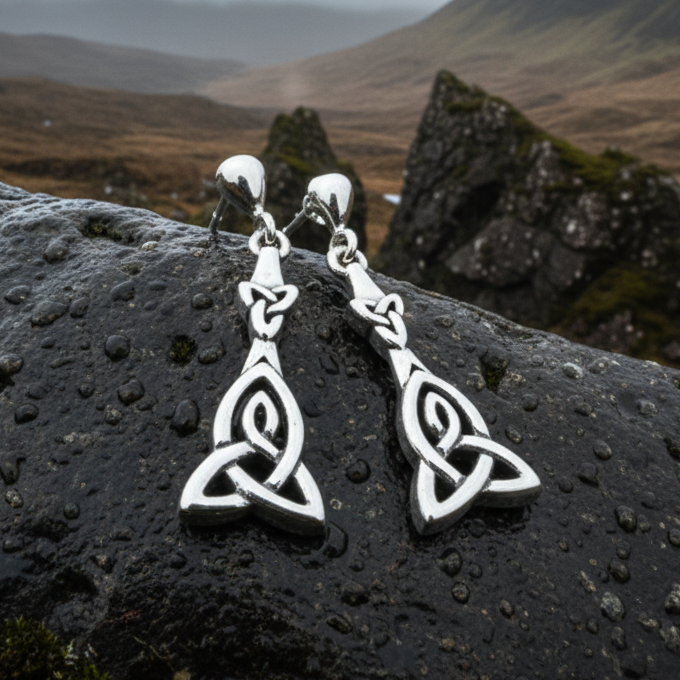 Mother's Knotwork Celtic Earrings in Sterling Silver