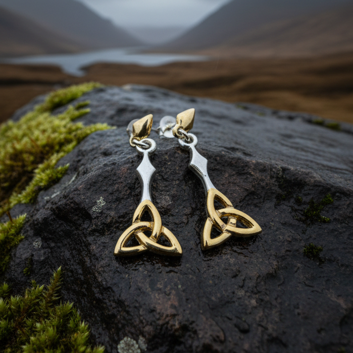 Ethne Celtic Trinity Knot Earrings in Sterling Silver