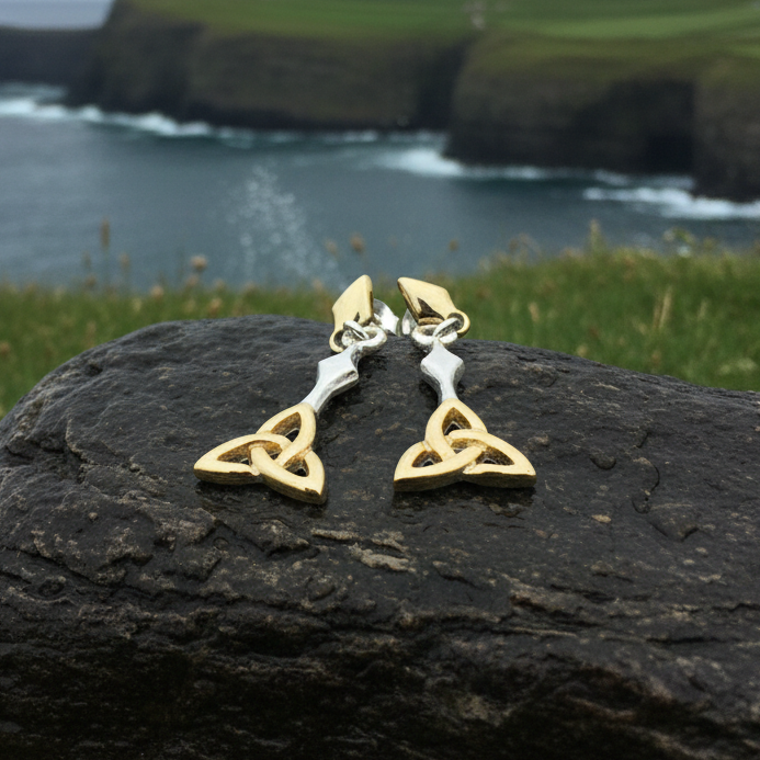 Ethne Celtic Trinity Knot Earrings in Sterling Silver