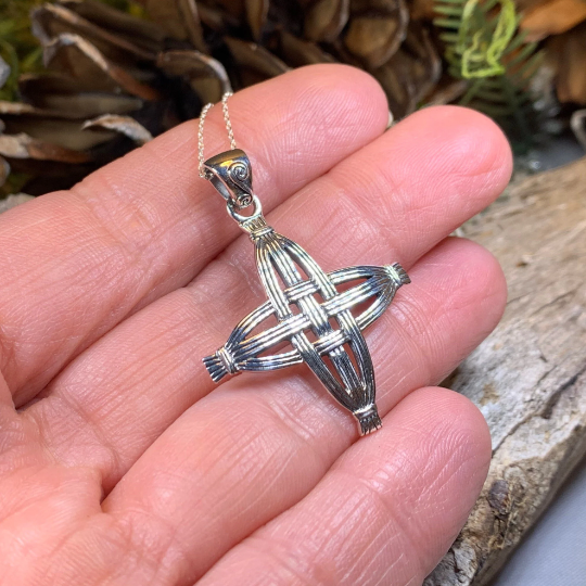 Protection Irish St. Brigid's Cross Necklace in Sterling Silver — view 6