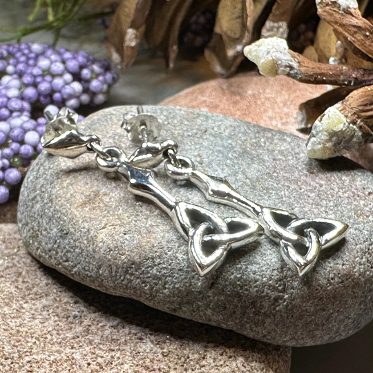 Enchanted Celtic Trinity Knot Earrings in Sterling Silver — view 7