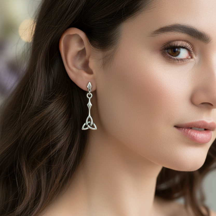 Enchanted Celtic Trinity Knot Earrings in Sterling Silver