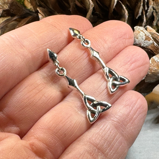 Enchanted Celtic Trinity Knot Earrings in Sterling Silver — view 6