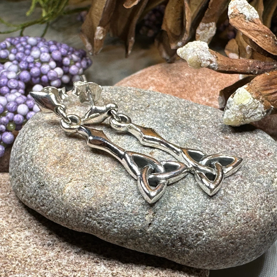 Enchanted Celtic Trinity Knot Earrings in Sterling Silver — view 5