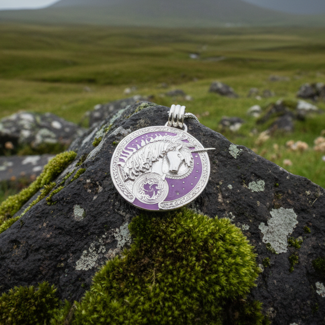 Celtic Unicorn Necklace in Sterling Silver