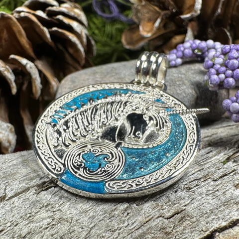 Load image into Gallery viewer, Celtic Unicorn Necklace in Sterling Silver
