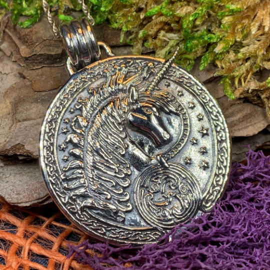 Celtic Unicorn Necklace in Sterling Silver
