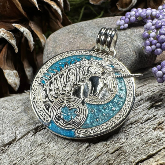 Celtic Unicorn Necklace in Sterling Silver — view 6