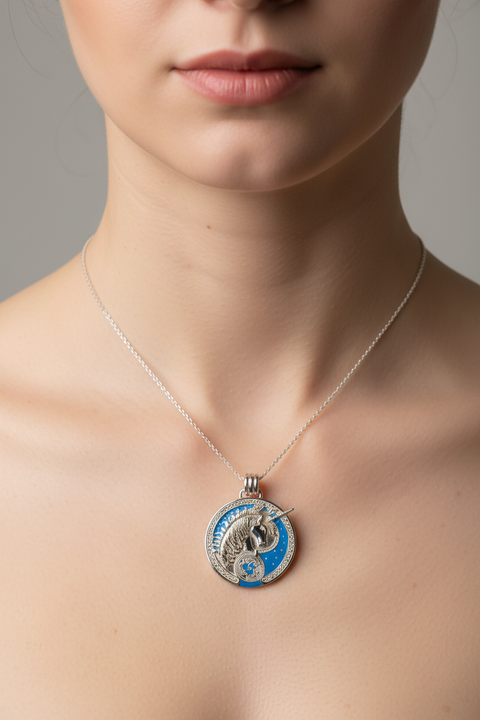 Load image into Gallery viewer, Celtic Unicorn Necklace in Sterling Silver
