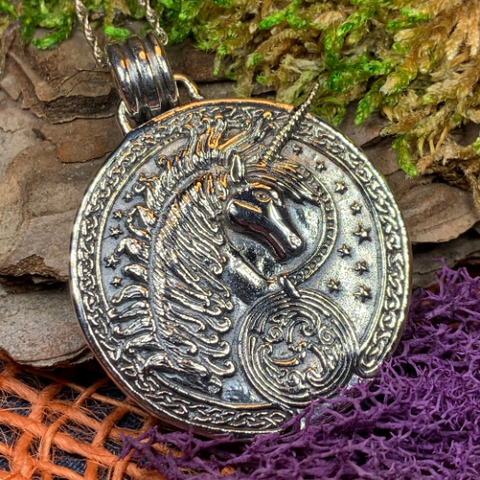 Load image into Gallery viewer, Celtic Unicorn Necklace in Sterling Silver
