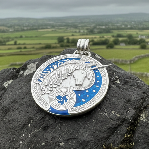 Load image into Gallery viewer, Celtic Unicorn Necklace in Sterling Silver

