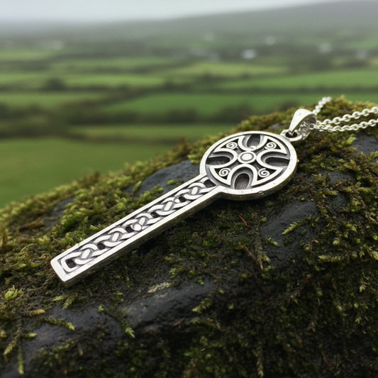 Canice Celtic Cross Necklace in Sterling Silver
