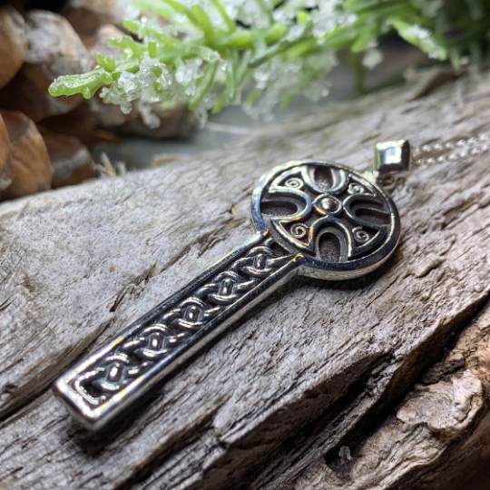 Canice Celtic Cross Necklace in Sterling Silver — view 5