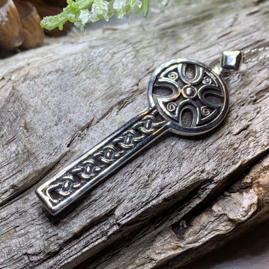 Canice Celtic Cross Necklace in Sterling Silver — view 7