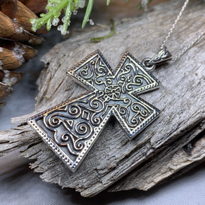 Ancient Spiral Celtic Cross Necklace