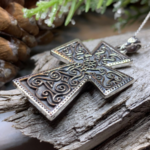 Ancient Spiral Celtic Cross Necklace
