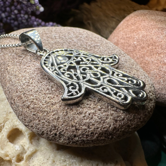 Amory Hamsa Hand Necklace in Sterling Silver