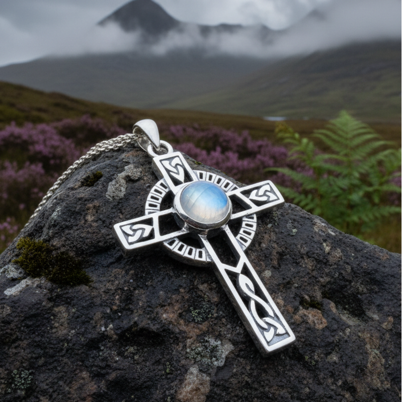 Lanis Celtic Cross Necklace in Sterling Silver