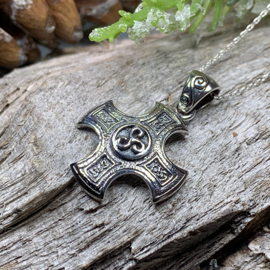Triskelion Celtic Cross Necklace
