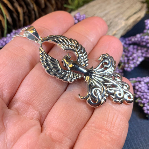 Load image into Gallery viewer, Glory of the Phoenix Necklace in Sterling Silver
