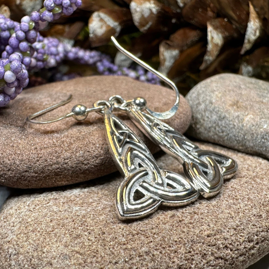 Keelia Celtic Trinity Knot Earrings in Sterling Silver — view 6