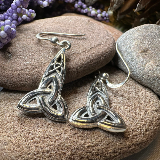 Keelia Celtic Trinity Knot Earrings in Sterling Silver — view 5
