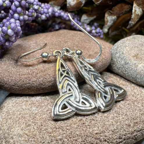 Keelia Celtic Trinity Knot Earrings in Sterling Silver