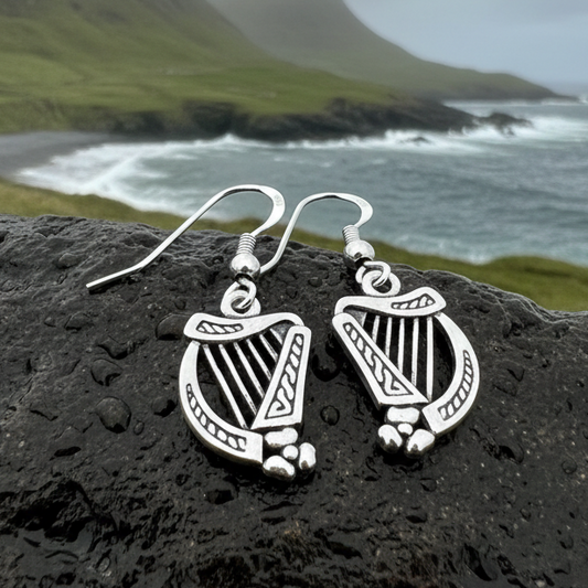 Sarai Irish Harp Earrings in Sterling Silver