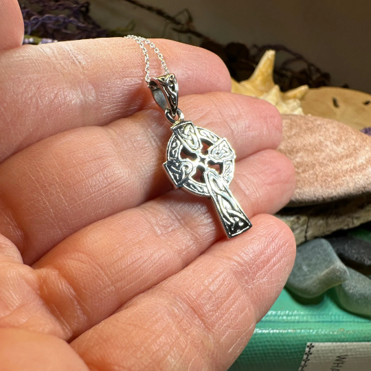 Dungloe Celtic Cross Necklace in Sterling Silver — view 7