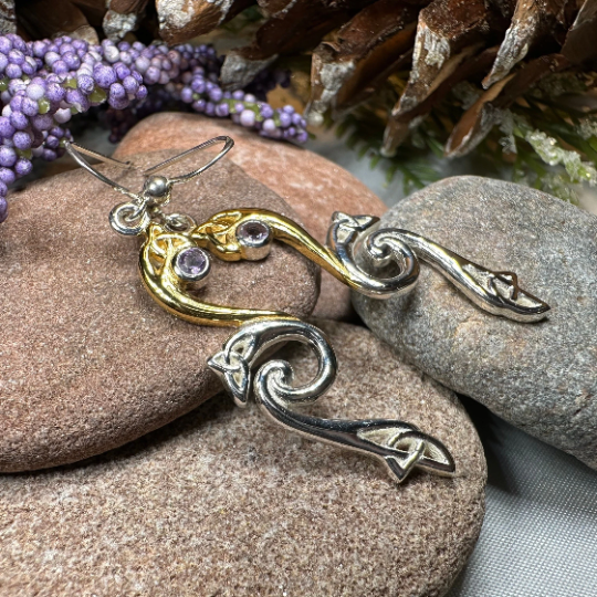 Mystic Dreamer Trinity Knot Earrings with Amethysts — view 8