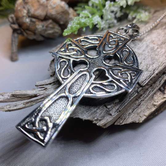 Cahal Large Celtic Cross Necklace in Sterling Silver