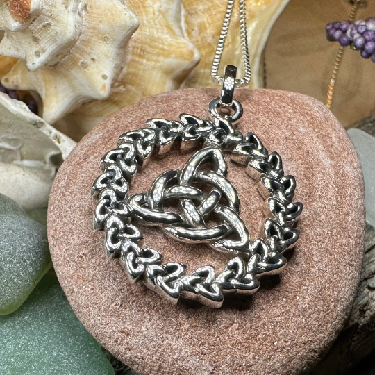 Evadne Trinity Knot Necklace in Sterling Silver — view 8