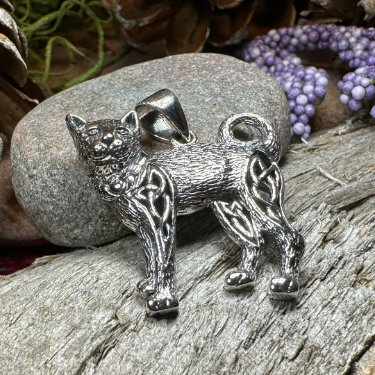 Tabitha Celtic Knot Cat Necklace in Sterling Silver — view 5