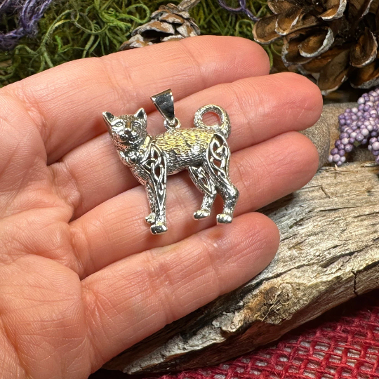 Tabitha Celtic Knot Cat Necklace in Sterling Silver — view 6
