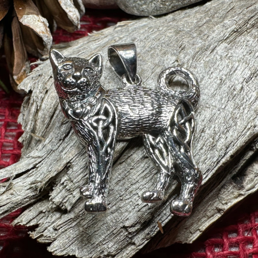 Tabitha Celtic Knot Cat Necklace in Sterling Silver — view 2