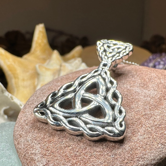 Naomh Celtic Trinity Knot Necklace in Sterling Silver — view 6