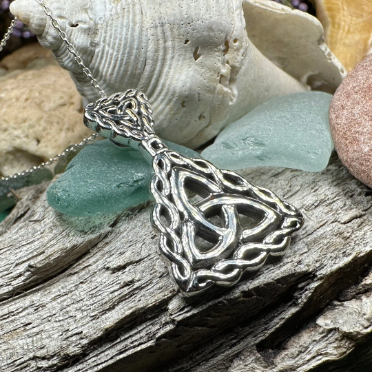 Naomh Celtic Trinity Knot Necklace in Sterling Silver — view 9