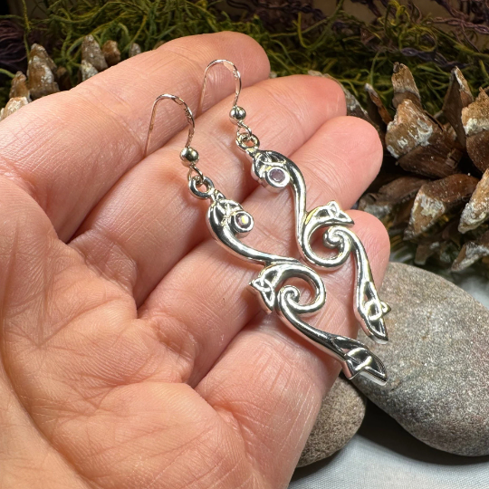 Graceful Celtic Trinity Knot Earrings in Sterling Silver — view 5