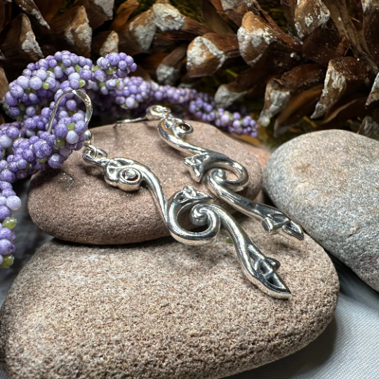 Graceful Celtic Trinity Knot Earrings in Sterling Silver — view 4