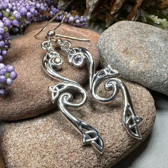 Graceful Celtic Trinity Knot Earrings in Sterling Silver — view 8