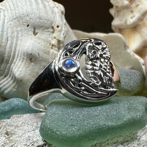 Celtic Owl Moon Ring