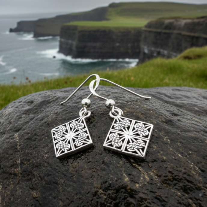 Enya Celtic Knot Earrings in Sterling Silver — view 5
