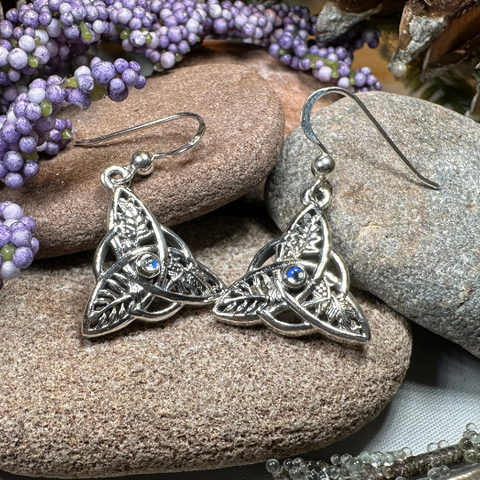 Load image into Gallery viewer, Oak Ash Thorn Trinity Knot Earrings with Moonstones
