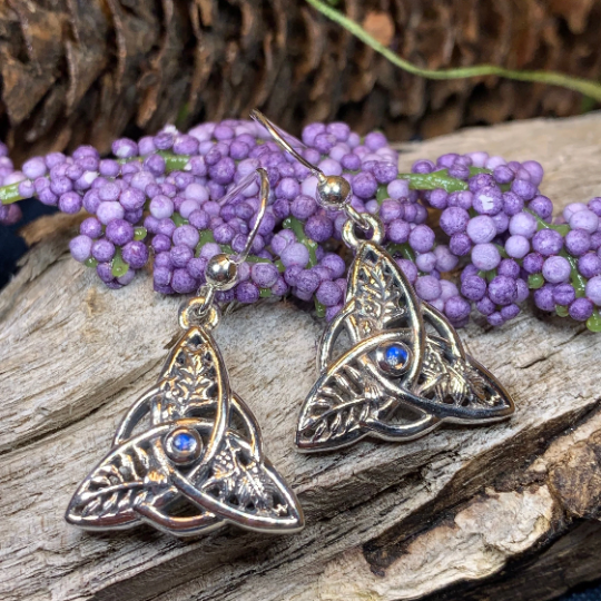 Oak Ash Thorn Trinity Knot Earrings with Moonstones